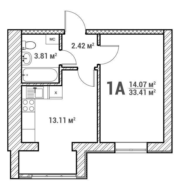 1-комнатная 33.41 м² в ЖК Молодежный городок от 16 000 грн/м², с. Крюковщина