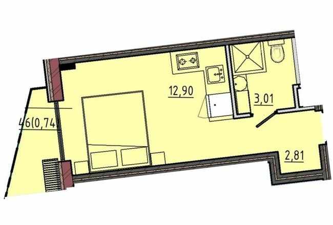 1-кімнатна 19.46 м² в ЖК Простір на 12-й Фонтана від забудовника, Одеса