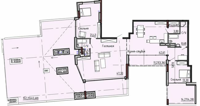 2-кімнатна 194.94 м² в ЖК Пространство на Маячном від 36 050 грн/м², Одеса