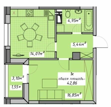 1-кімнатна 42.86 м² в ЖК Otrada Sky від забудовника, Одеса
