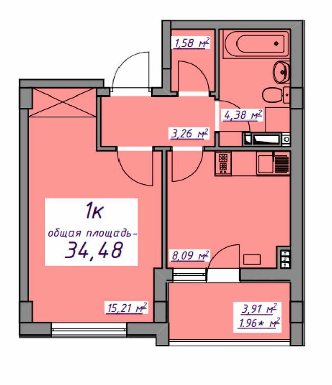 1-кімнатна 34.48 м² в ЖМ Сьоме Небо від 21 050 грн/м², смт Авангард