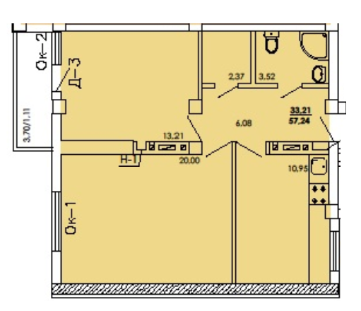 2-кімнатна 57.24 м² в ЖК Одеський двір від 12 950 грн/м², Одеса