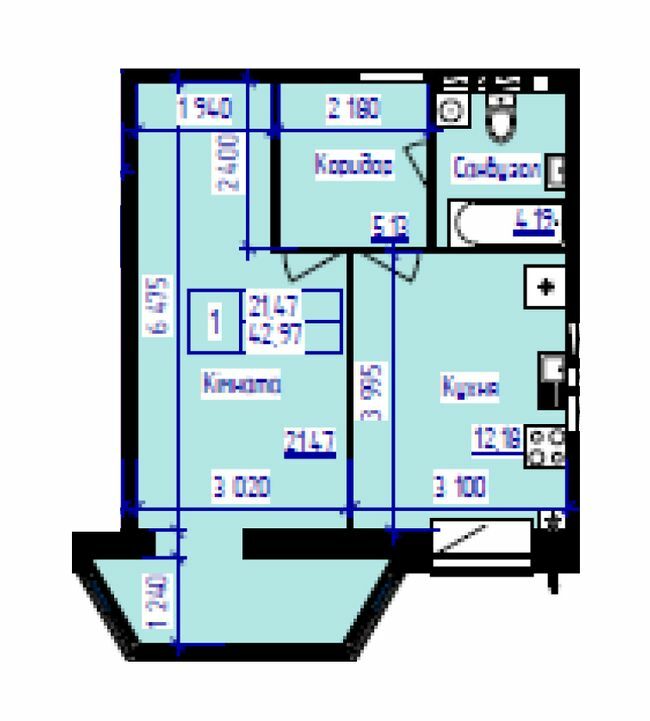 1-кімнатна 42.97 м² в ЖК Парус від 16 200 грн/м², м. Чорноморск