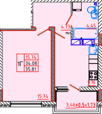 1-кімнатна 35.81 м² в ЖК Кольоровий бульвар від 17 550 грн/м², м. Чорноморск