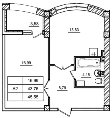 1-кімнатна 45.55 м² в ЖК Будинок біля моря від 18 400 грн/м², м. Южне