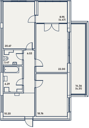 2-кімнатна 97.01 м² в КБ Сапфір від 38 200 грн/м², Одеса