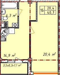 1-кімнатна 40.7 м² в ЖК Comfort Hall від 23 885 грн/м², Одеса