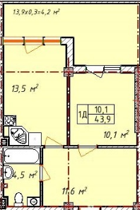 1-кімнатна 43.9 м² в ЖК Comfort Hall від 23 885 грн/м², Одеса