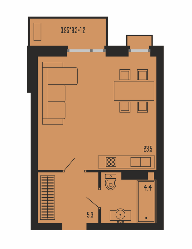 1-кімнатна 34.7 м² в ЖК Бісквітний від 26 000 грн/м², Одеса