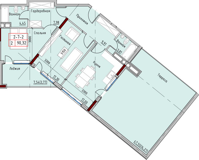 2-комнатная 90.32 м² в ЖК MARINIST residence от 30 400 грн/м², Одесса