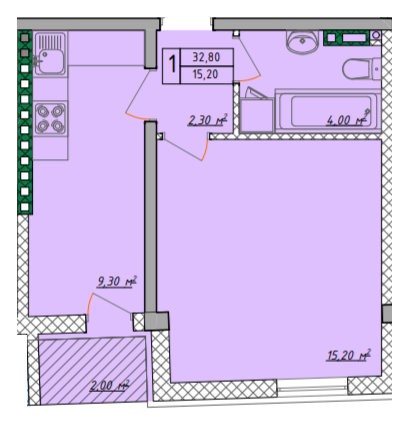 1-комнатная 32.8 м² в ЖК Рождественский от 32 000 грн/м², Одесса