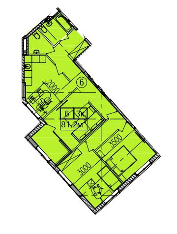 1-комнатная 81.2 м² в ЖК Скориковский от застройщика, Днепр