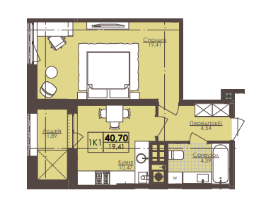 1-кімнатна 40.7 м² в ЖК Леополь Таун від забудовника, Львів