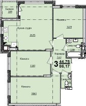 3-кімнатна 86.17 м² в ЖК Континент від забудовника, с. Сокільники