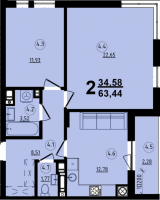 2-комнатная 63.44 м² в ЖК Globus Central Park от 42 200 грн/м², Львов