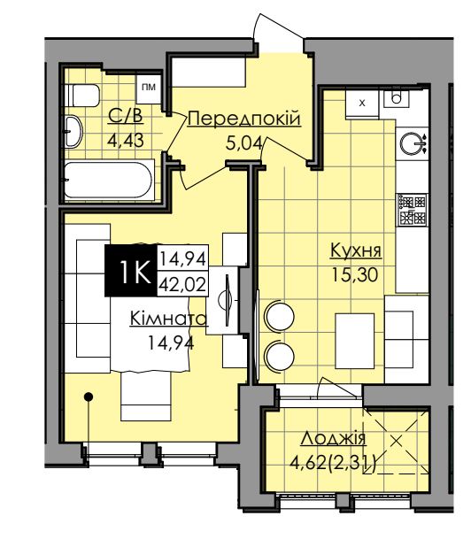 1-комнатная 42.02 м² в ЖК Lazur Sky от 20 000 грн/м², Львов