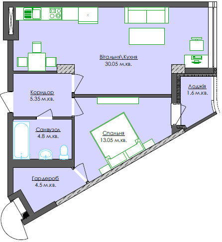 1-комнатная 59.35 м² в ЖК Park Tower от 33 600 грн/м², Львов