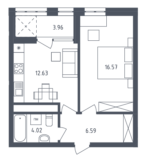 1-комнатная 43.42 м² в ЖК Малоголосківські пагорби от застройщика, Львов