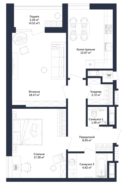 2-комнатная 69.06 м² в ЖК Viking Park от 31 050 грн/м², Львов