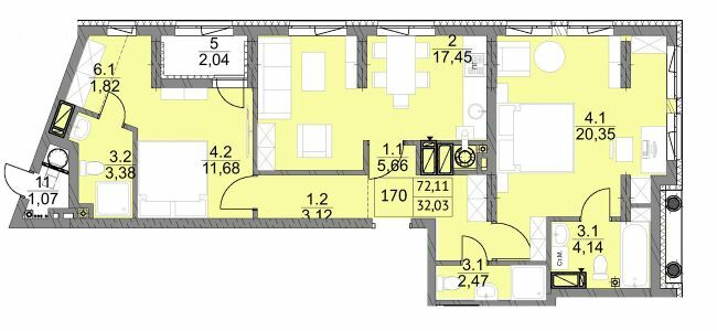 2-комнатная 72.11 м² в ЖК Яркий Львов от 19 000 грн/м², Львов