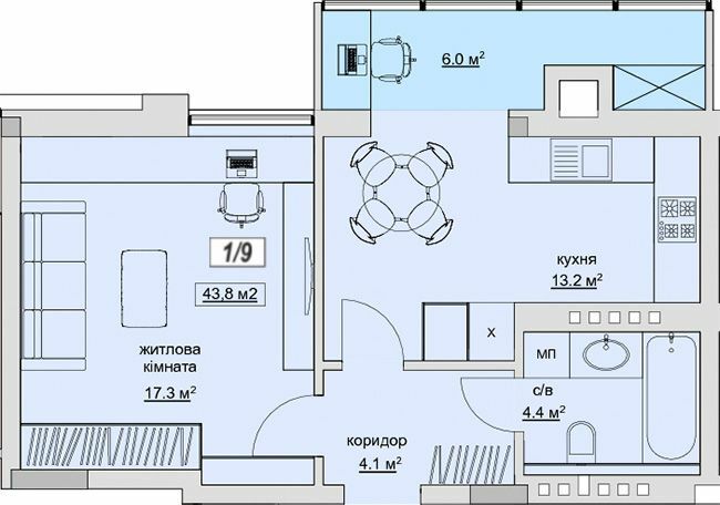 1-кімнатна 43.8 м² в ЖК Grand Village від 17 500 грн/м², с. Сокільники