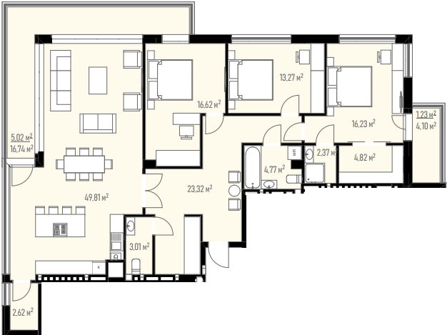 3-комнатная 143.09 м² в ЖК Grand Residence от 57 000 грн/м², Львов