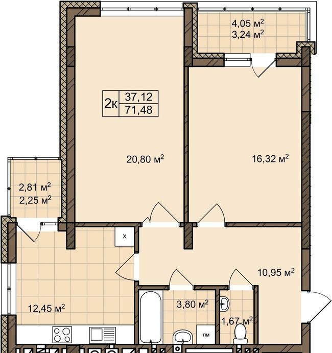 2-комнатная 71.48 м² в ЖК ул. Пасечная, 25А от 36 700 грн/м², Львов