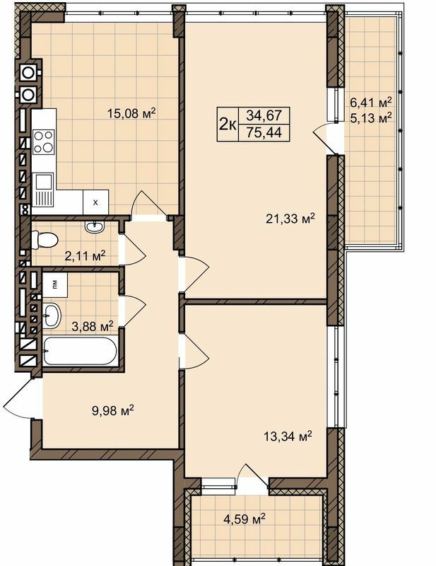 2-комнатная 75.44 м² в ЖК ул. Пасечная, 25А от 36 700 грн/м², Львов