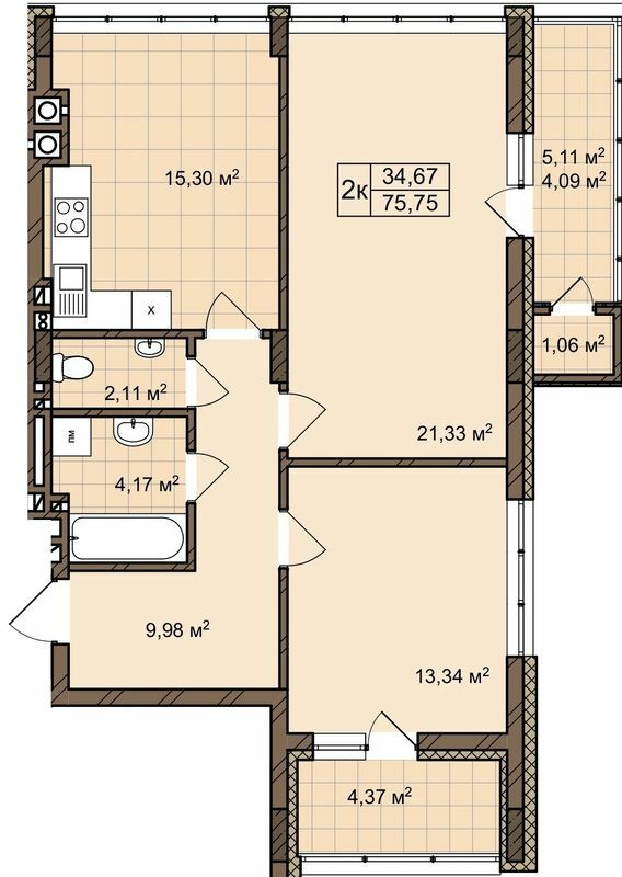 2-комнатная 75.75 м² в ЖК ул. Пасечная, 25А от 26 550 грн/м², Львов