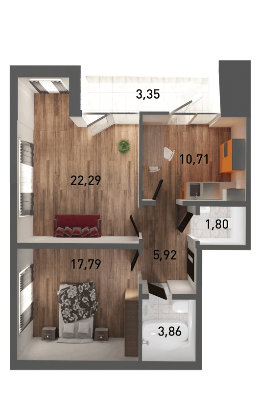 2-комнатная 65.72 м² в ЖК Горганы от 19 100 грн/м², Львов