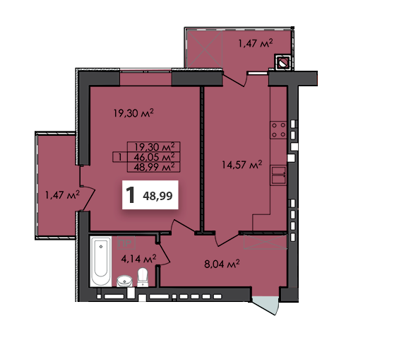 1-комнатная 48.99 м² в ЖК Соседи от 18 000 грн/м², г. Винники