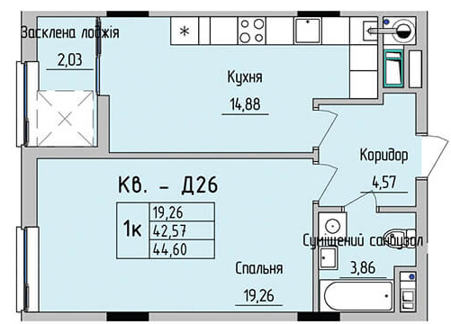 1-кімнатна 44.6 м² в ЖК на вул. Стрийська, 45 від 22 350 грн/м², Львів
