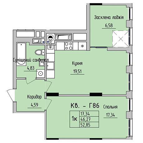 1-кімнатна 52.85 м² в ЖК на вул. Стрийська, 45 від 22 550 грн/м², Львів