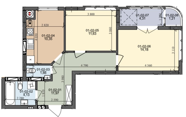 2-комнатная 58.59 м² в ЖК на ул. Трускавецкая от 18 000 грн/м², с. Сокольники
