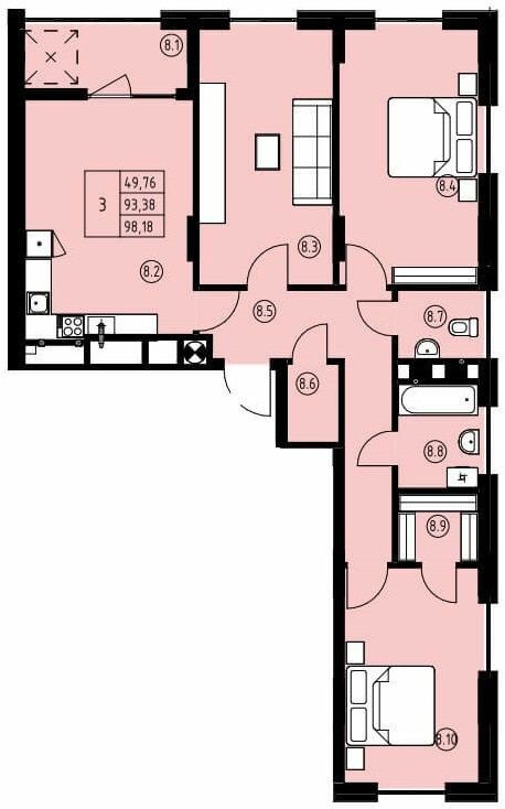 3-комнатная 98.18 м² в ЖК ул. Навроцкого, 31 от 22 600 грн/м², Львов