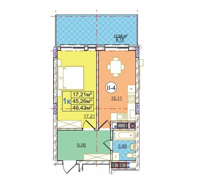 1-кімнатна 49.43 м² в ЖК на вул. Перфецького від 25 150 грн/м², Львів