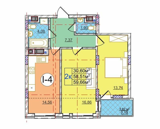 2-кімнатна 59.66 м² в ЖК на вул. Перфецького від 24 200 грн/м², Львів