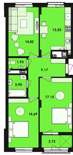 3-комнатная 78.96 м² в ЖК Семицвет от 25 950 грн/м², Львов