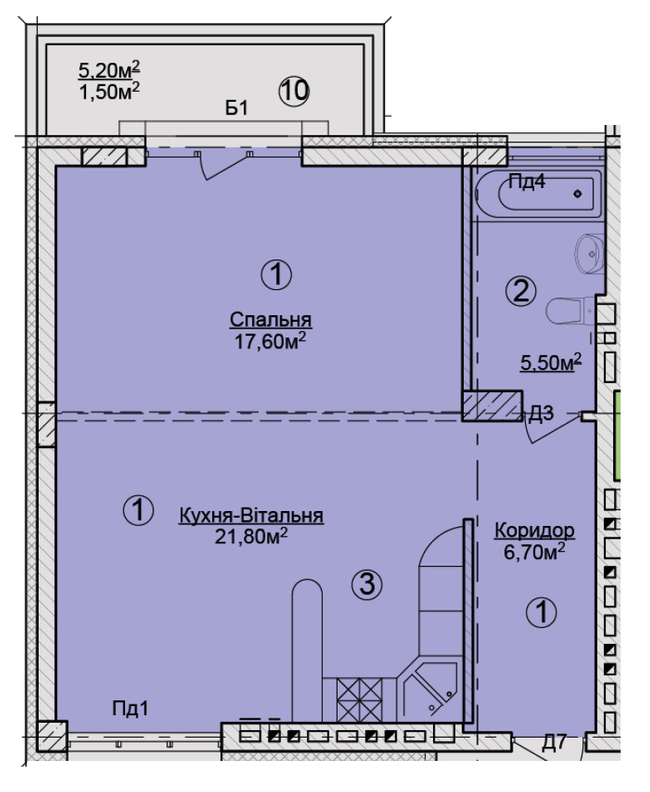 1-комнатная 53.9 м² в КД Rezydencja Zalizna Voda от 53 950 грн/м², Львов