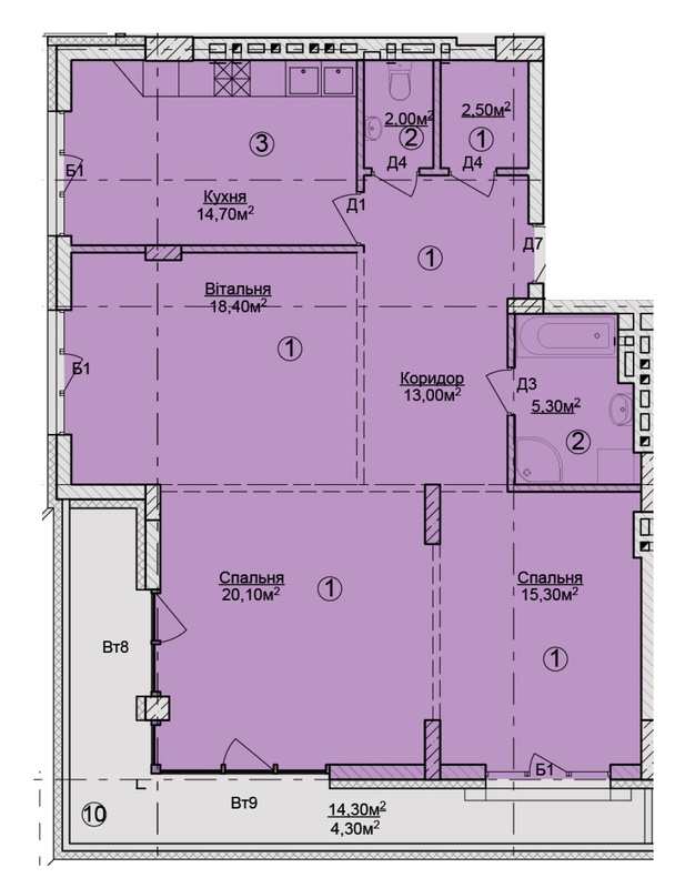 3-кімнатна 100.2 м² в КБ Rezydencja Zalizna Voda від 48 050 грн/м², Львів