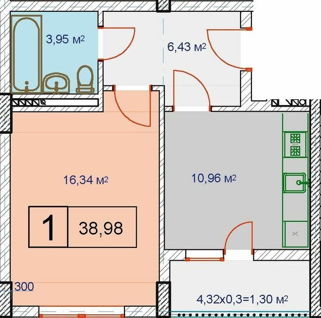 1-комнатная 39.98 м² в ЖК на ул. Расточье, 122 от застройщика, Львов