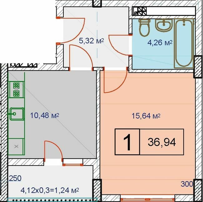 1-комнатная 36.94 м² в ЖК на ул. Расточье, 122 от застройщика, Львов