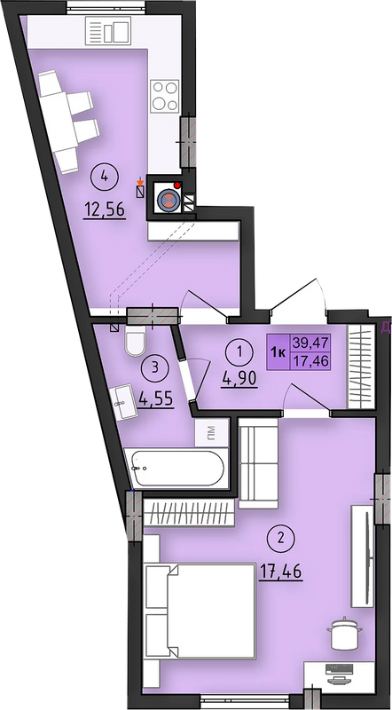 1-комнатная 39.46 м² в ЖК ул. Длинная, 30А от застройщика, Львов