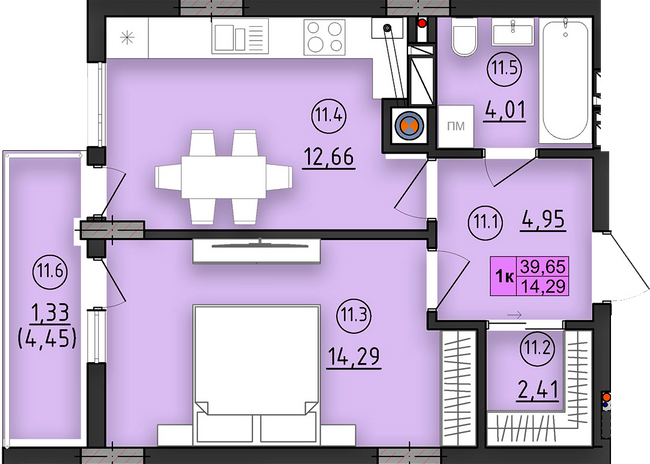 1-комнатная 39.65 м² в ЖК ул. Длинная, 30А от застройщика, Львов