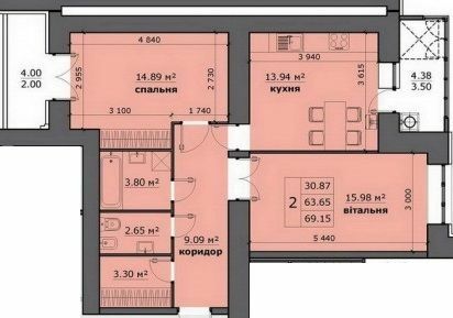 2-кімнатна 69.15 м² в ЖК на Стрийській від 16 500 грн/м², Львів