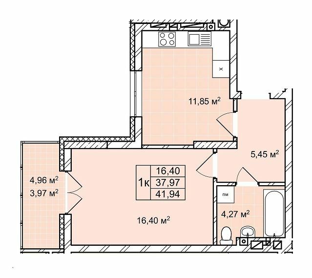 1-комнатная 41.94 м² в ЖК Софиевка от 24 500 грн/м², Львов