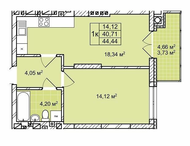 1-комнатная 44.44 м² в ЖК Софиевка от 24 500 грн/м², Львов