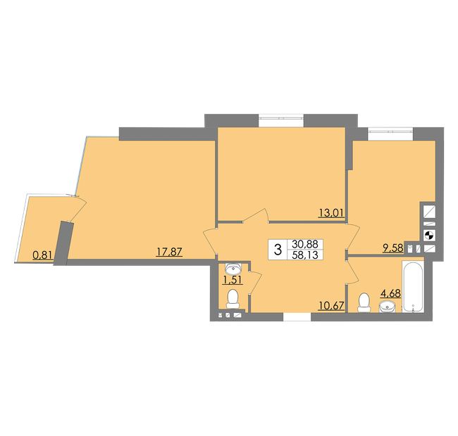 2-комнатная 58.13 м² в ЖК Соната от 15 500 грн/м², Львов