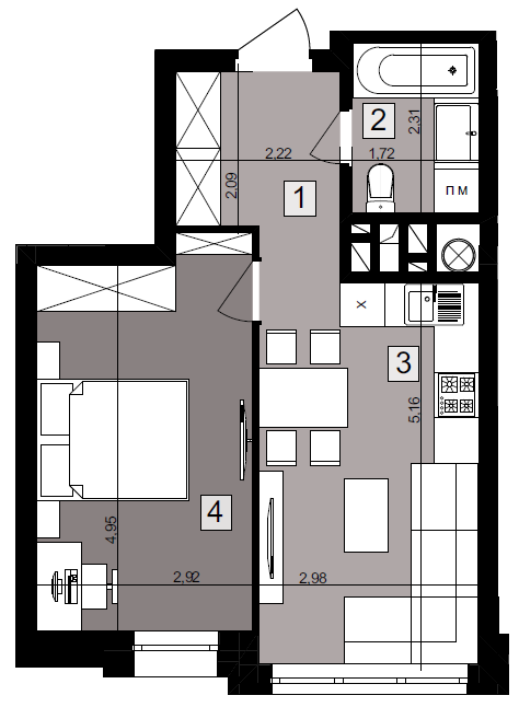 1-комнатная 39.73 м² в ЖК Парк Арена от 18 300 грн/м², Львов