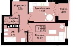 1-комнатная 47.2 м² в ЖК Престиж Холл от 12 850 грн/м², г. Стрый